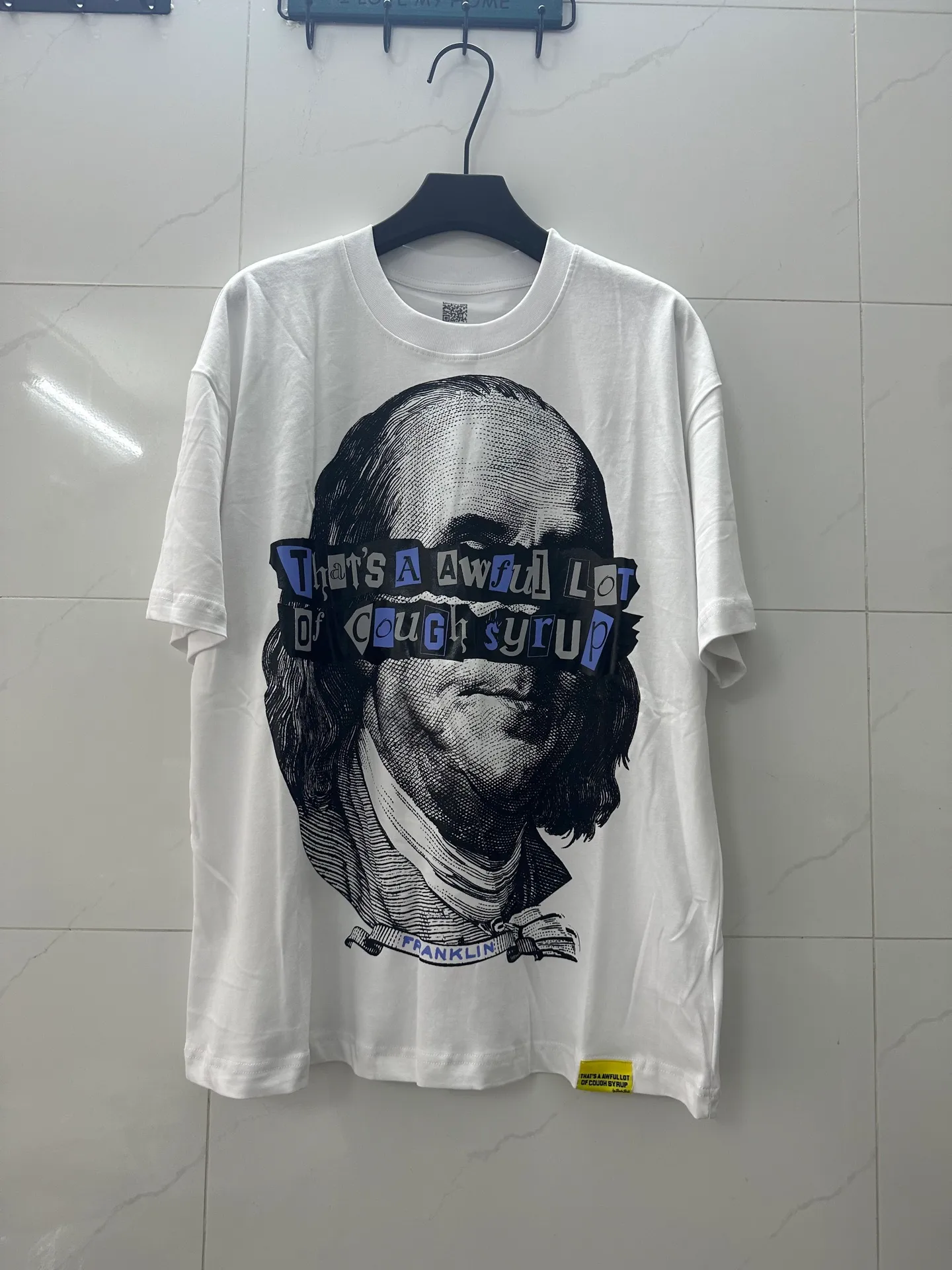 #White/Black I THAT'S A AWFUL LOT OF COUGH SYRUP In Stock Real shot American simple trendy brand loose casual T-shirt Fabric (fabric): 32 counts Weight combed double yarn pure cotton Sizes (size): S-M L X L Color (colour): White, Black